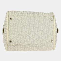 Pre Owned Dior Gambler Dice Trotter White Canvas Shoulder Bag