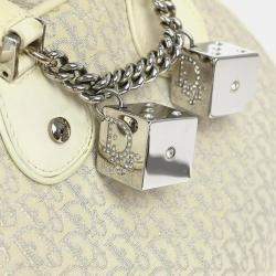 Pre Owned Christian Dior White Gambler Dice Trotter Handbag