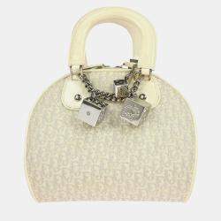Pre Owned Christian Dior White Gambler Dice Trotter Handbag