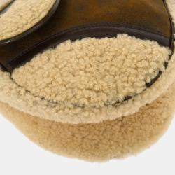 مملوكة مسبقًا حقيبة يد ديور سادل شيرلينج بني جلد حملان