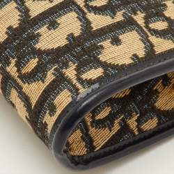 Pre Owned Dior Vintage Trotter Navy Blue Oblique Canvas Frame Clutch