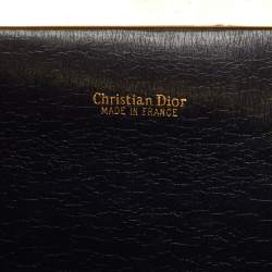 Pre Owned Dior Vintage Trotter Navy Blue Oblique Canvas Frame Clutch