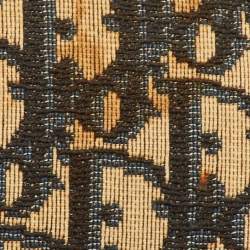 Pre Owned Dior Vintage Trotter Navy Blue Oblique Canvas Frame Clutch