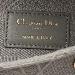 Pre Owned حقيبة يد توتس ديور ليدي دي-لايت قماش مطرز كاناج رمادي فاتح متوسط الحجم