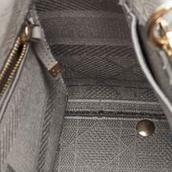 Pre Owned حقيبة يد توتس ديور ليدي دي-لايت قماش مطرز كاناج رمادي فاتح متوسط الحجم