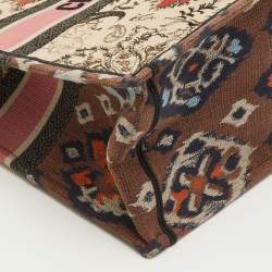 Pre Owned Dior Book Tote Large Multicolor Floral Embroidered Canvas Tote