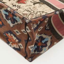 Pre Owned Dior Book Tote Large Multicolor Floral Embroidered Canvas Tote