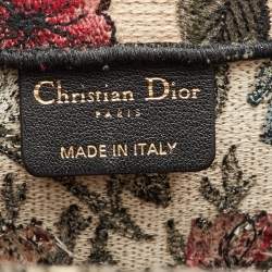 Pre Owned Dior Book Tote Large Multicolor Floral Embroidered Canvas Tote