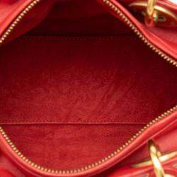 Pre Owned Dior Red Medium Lambskin Cannage Studded Supple Lady Dior