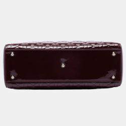 Pre Owned حقيبة ديور "ليدي ديور" جلد لمّاع أحمر كبيركنّاج