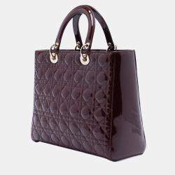 Pre Owned حقيبة ديور "ليدي ديور" جلد لمّاع أحمر كبيركنّاج