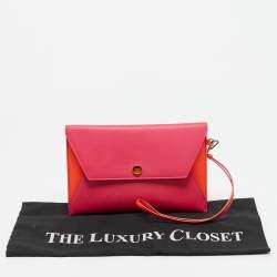 Pre Owned Dior Addict Fuchsia/Orange Leather Envelope Clutch