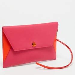 Pre Owned Dior Addict Fuchsia/Orange Leather Envelope Clutch