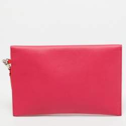 Pre Owned Dior Addict Fuchsia/Orange Leather Envelope Clutch