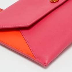 Pre Owned Dior Addict Fuchsia/Orange Leather Envelope Clutch