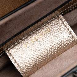 Pre Owned Dior Gold Metallic Grained Calfskin Saddle Bag