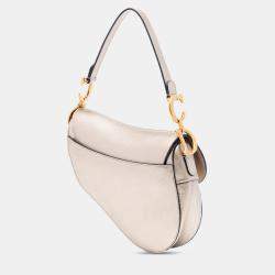 Pre Owned Dior Gold Metallic Grained Calfskin Saddle Bag