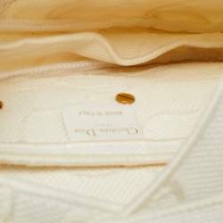 Pre Owned Dior Saddle White Camouflage Embroidered Canvas Shoulder Bag