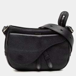 Pre Owned Dior Black Grained Calfskin Saddle Soft Bag