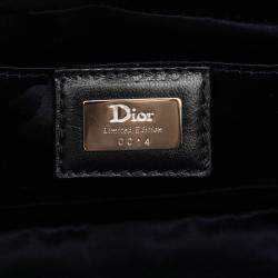 Pre Owned Dior Blue Limited Edition Satin Floral Beaded Embroidered Detective Clutch