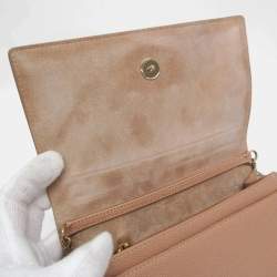 Pre Owned حقيبة كتف سلسلة 30 مونتيان كريستيان ديور جلدية زهري بيج