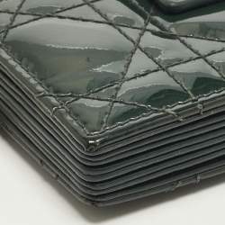 Pre Owned Dior Lady Dior Green 5 Gusset Cannage Patent Leather Card Holder