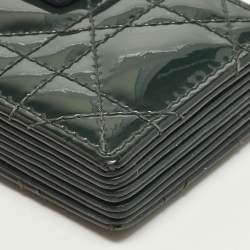 Pre Owned Dior Lady Dior Green 5 Gusset Cannage Patent Leather Card Holder