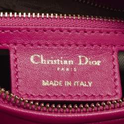 Pre Owned Dior Lady Dior Medium Pink Cannage Leather Tote