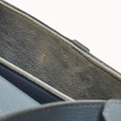 Pre Owned Dior Blue Oblique Leather Saddle Bag