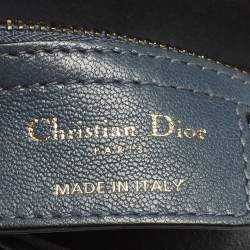 Pre Owned Dior Blue Oblique Leather Saddle Bag