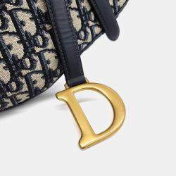 Pre Owned Dior Navy Blue Canvas Saddle Strapback