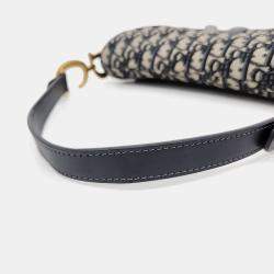 Pre Owned Dior Navy Blue Canvas Saddle Strapback