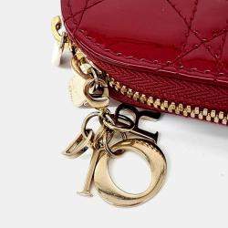 Pre Owned Dior Red Patent Leather Patent Phone Holder Crossbody Bag