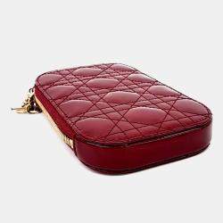 Pre Owned Dior Red Patent Leather Patent Phone Holder Crossbody Bag