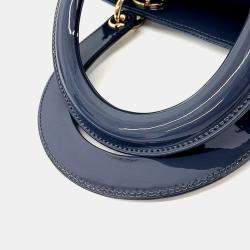 Pre Owned Dior Blue Patent Leather Patent Lady Bag Medium