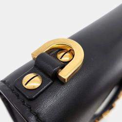 مملوكة مسبقًا حقيبة كتف بسلسلة جاديو دIOR جلد أسود