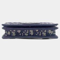 Pre Owned Dior Navy Blue Fabric 30 Montaigne Two-in-One Pouch Bag
