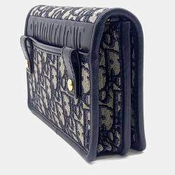 Pre Owned Dior Navy Blue Fabric 30 Montaigne Two-in-One Pouch Bag