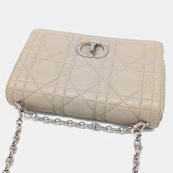 Pre Owned Dior Beige Leather Caro Bag Medium
