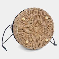 Pre Owned حقيبة دلو وولكر ديور أوبليك رافيا وقماش أزرق وبيج