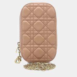 Pre Owned حقيبة كروس بودي حامل هاتف جلدي وردي ديور