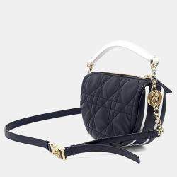 Pre Owned Dior Black, White Leather Vibe Hobo Bag Small