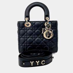 مملوكة مسبقًا حقيبة ديور ليدي صغيرة جلد سوداء