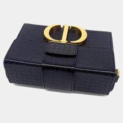 Pre Owned Dior Black Leather Montaigne Box Bag