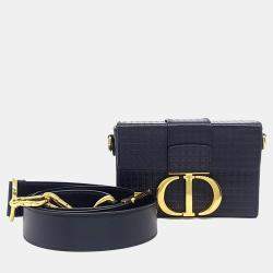 Pre Owned Dior Black Leather Montaigne Box Bag