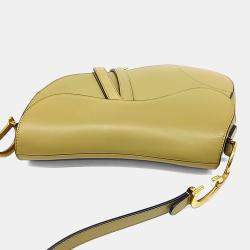 Pre Owned Dior Yellow Leather Saddle Bag