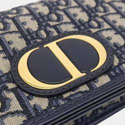 Pre Owned Dior Navy Blue Canvas 30 Montaigne Two-in-One Pouch Bag