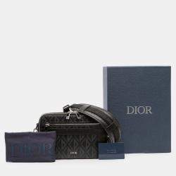 Pre Owned Dior Black CD Diamond Coated Canvas Safari Bag with Strap