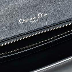 Pre Owned Dior Silver Medium Metallic Patent Microcannage Diorama Flap
