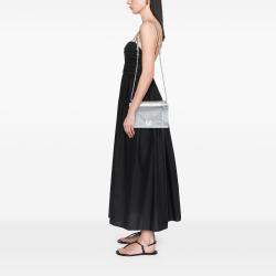 Pre Owned Dior Silver Medium Metallic Patent Microcannage Diorama Flap